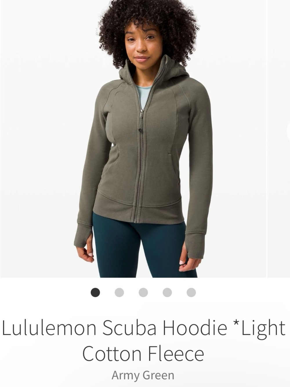 lululemon athletica full zip scuba in army Green